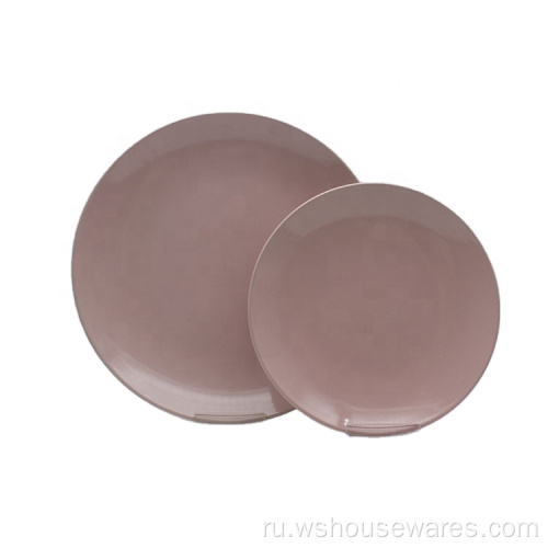 Оптовая розовая круглая тарелка набор керамическая посуда
